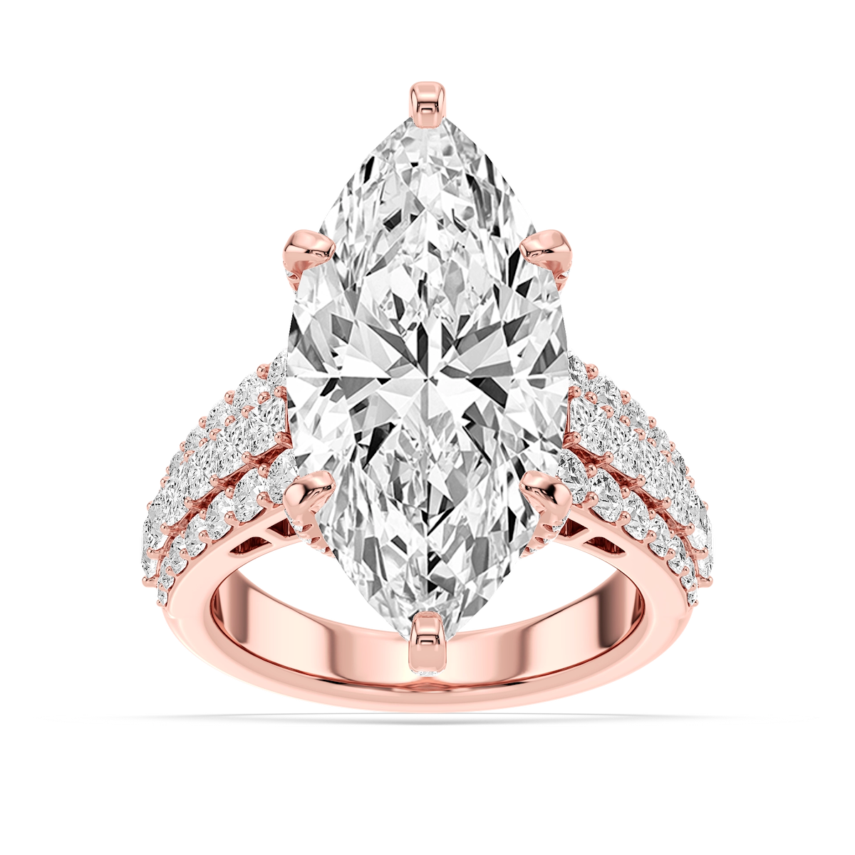 Sophia 11 ¾ ctw Marquise Lab Grown Diamond Triple Row Hidden Halo Engagement Ring - Signature Collection
