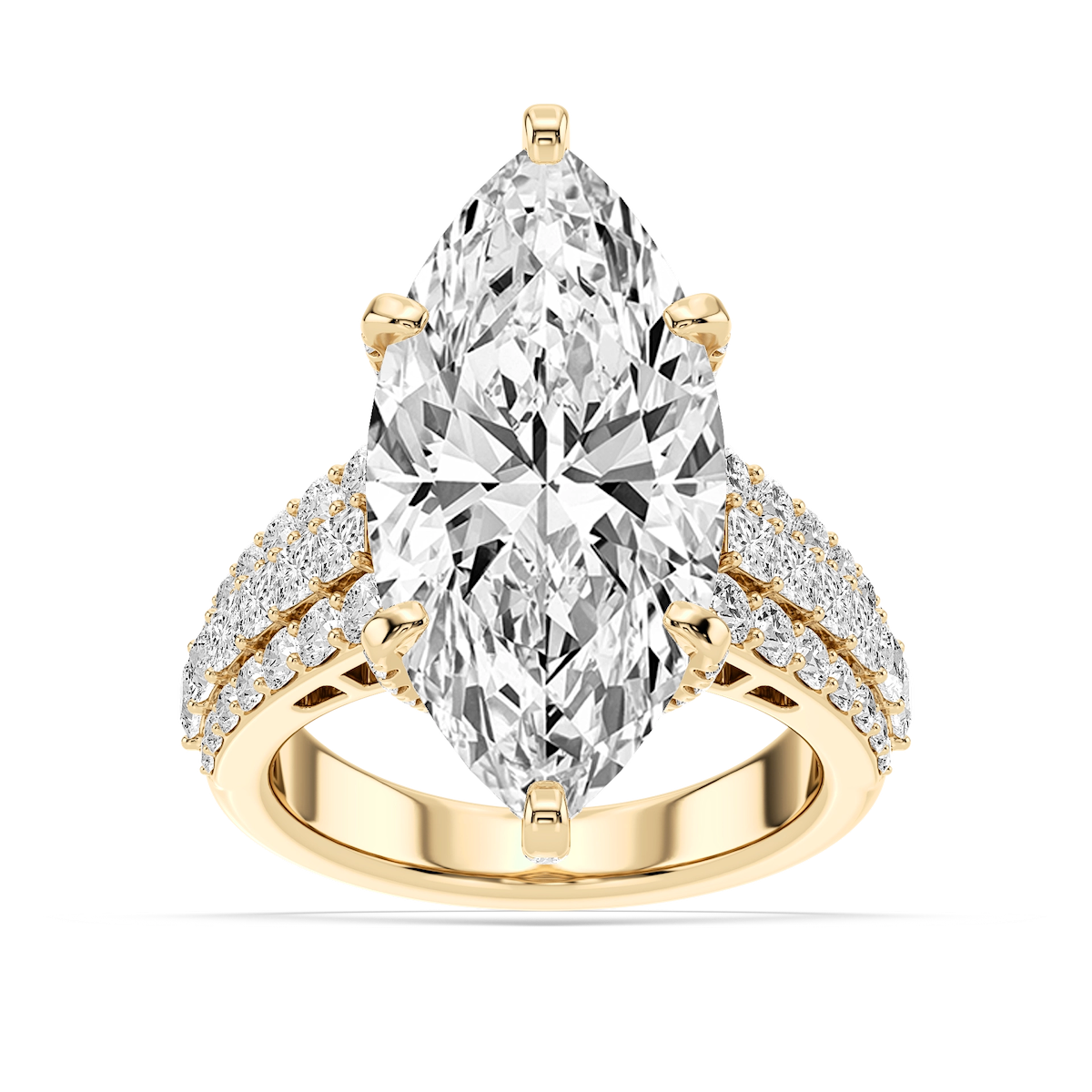 Sophia 11 ¾ ctw Marquise Lab Grown Diamond Triple Row Hidden Halo Engagement Ring - Signature Collection