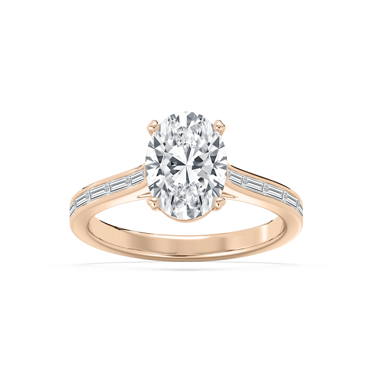 Sophie 2 ¹⁄₄ ctw Oval Lab Grown Diamond Channel Set Baguette Side Stone Engagement Ring