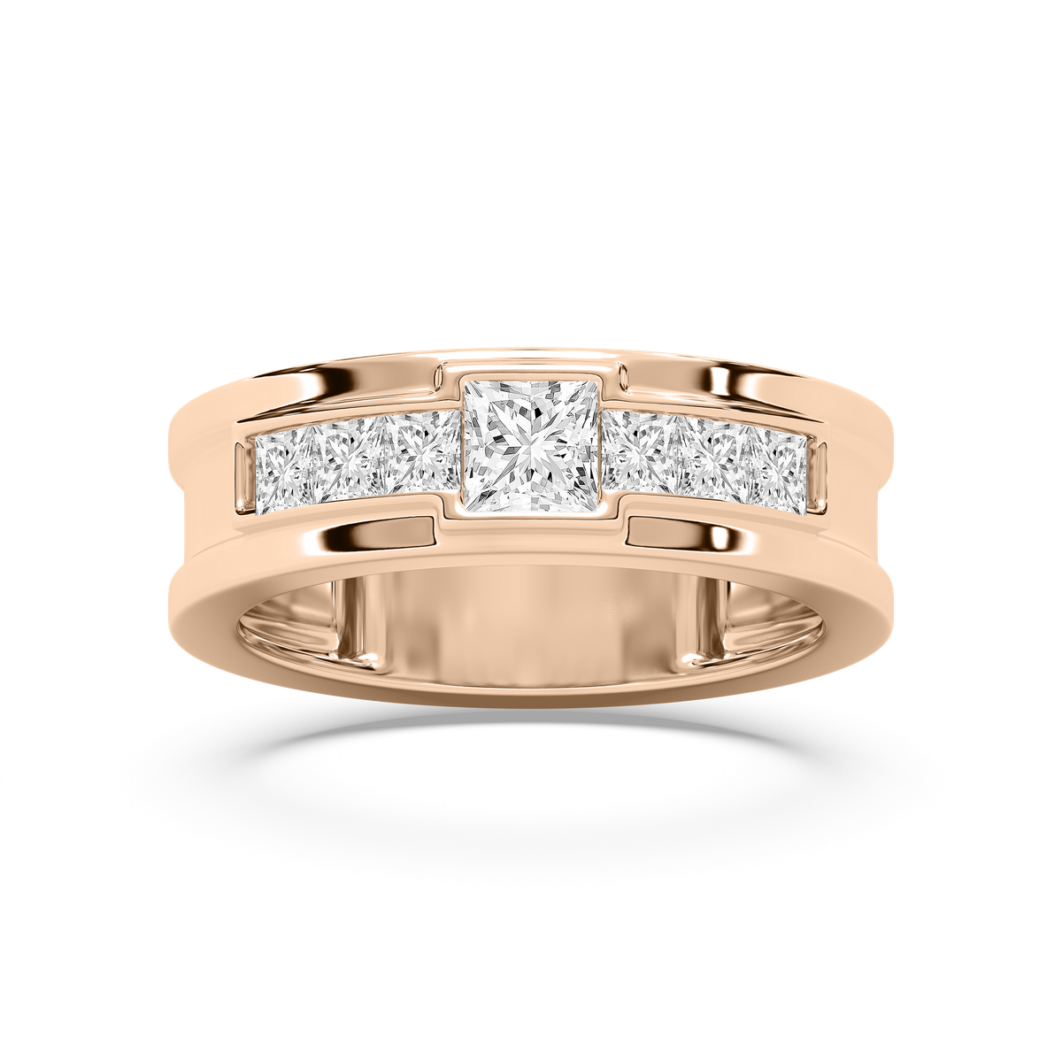 Elijah 1 ⅓ ctw Princess Lab Grown Diamond 7.20mm Bezel Mens Wedding Band