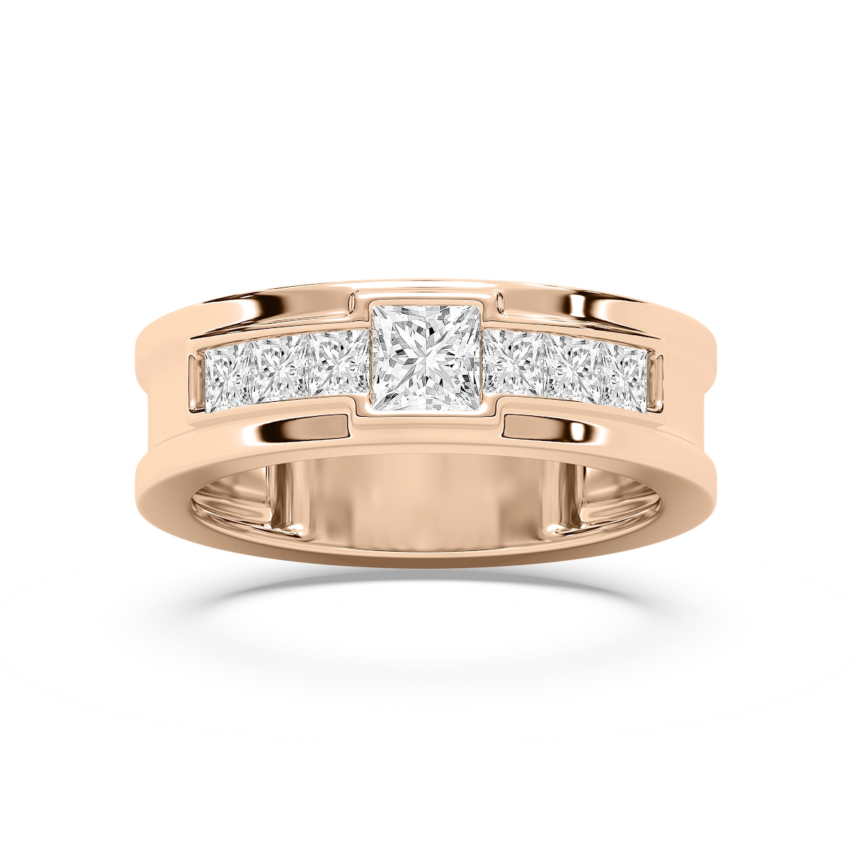 Elijah 1 ⅓ ctw Princess Lab Grown Diamond 7.20mm Bezel Mens Wedding Band