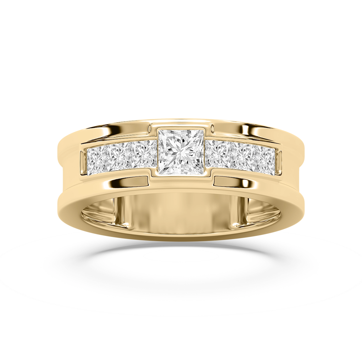 Elijah 1 ⅓ ctw Princess Lab Grown Diamond 7.20mm Bezel Mens Wedding Band