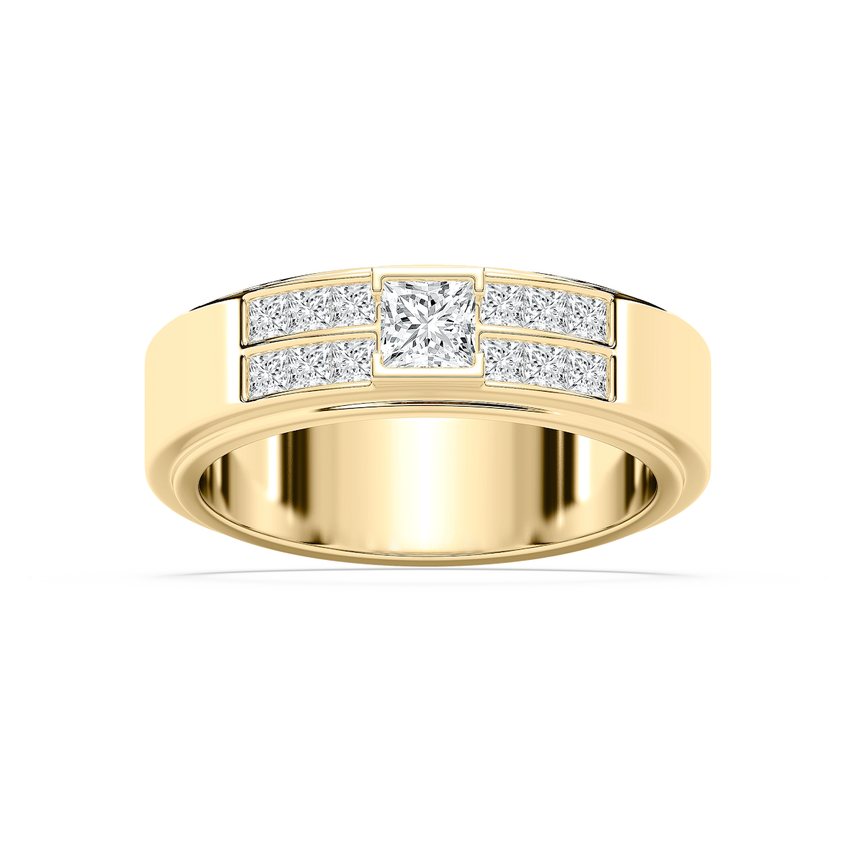 Max 1 ctw Princess Lab Grown Diamond 6.80mm Half Bezel Mens Wedding Band