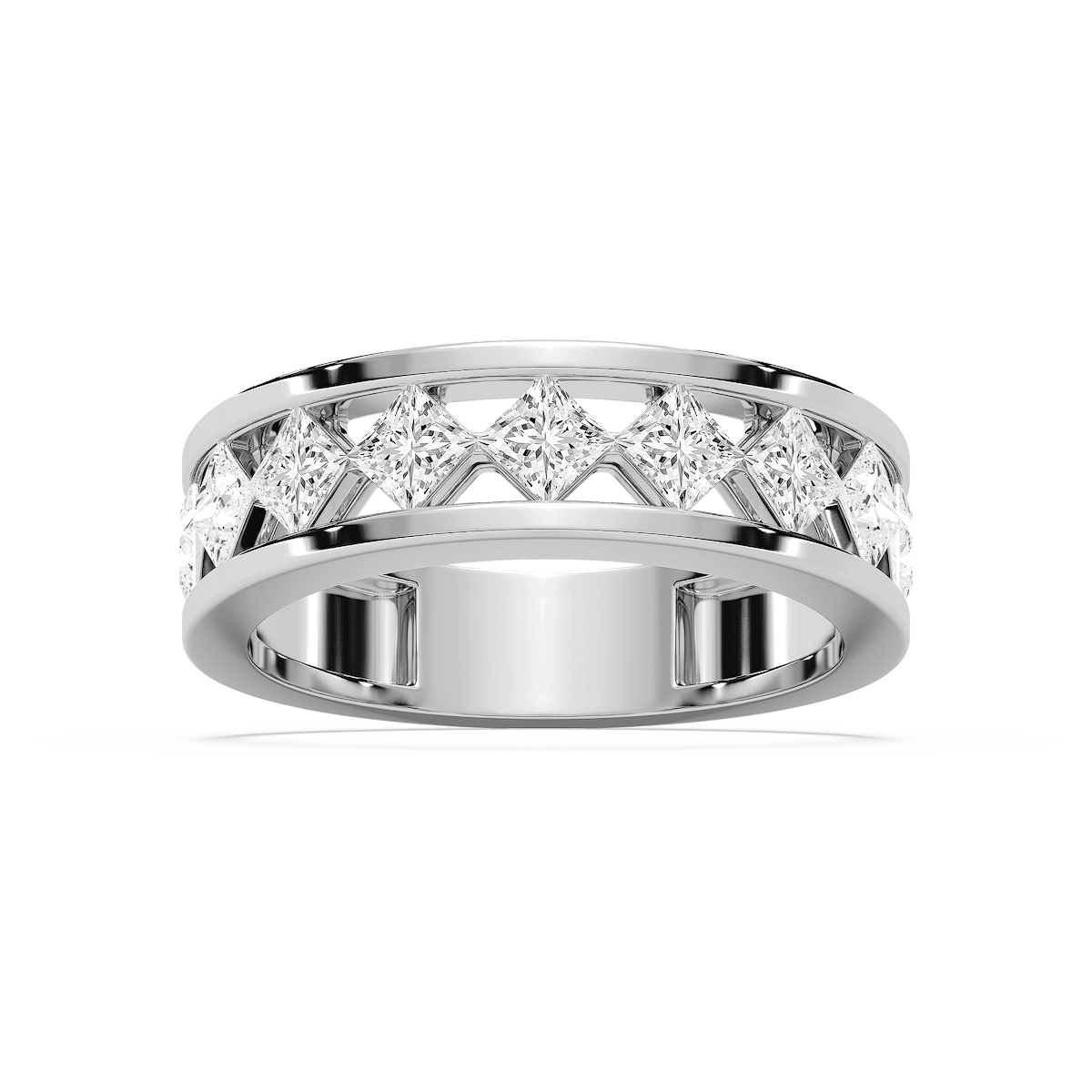 Niall 2 ctw Princess Lab Grown Diamond 4.90mm Lattice Mens Wedding Band
