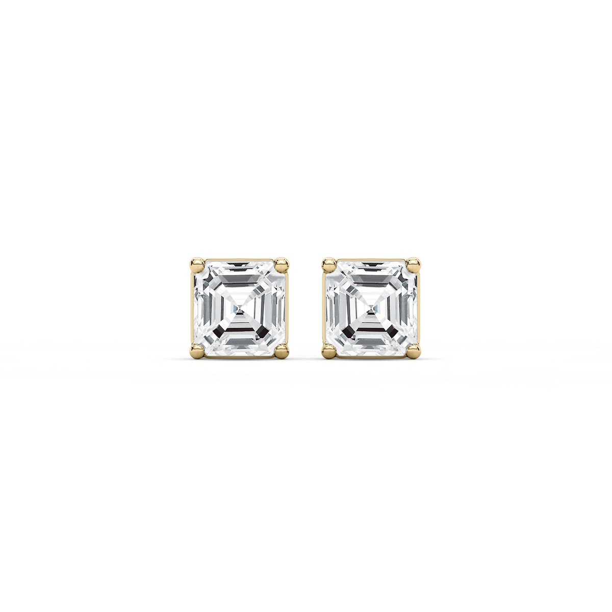 Asscher Cut Lab Grown Diamond Three Prong Stud Earrings