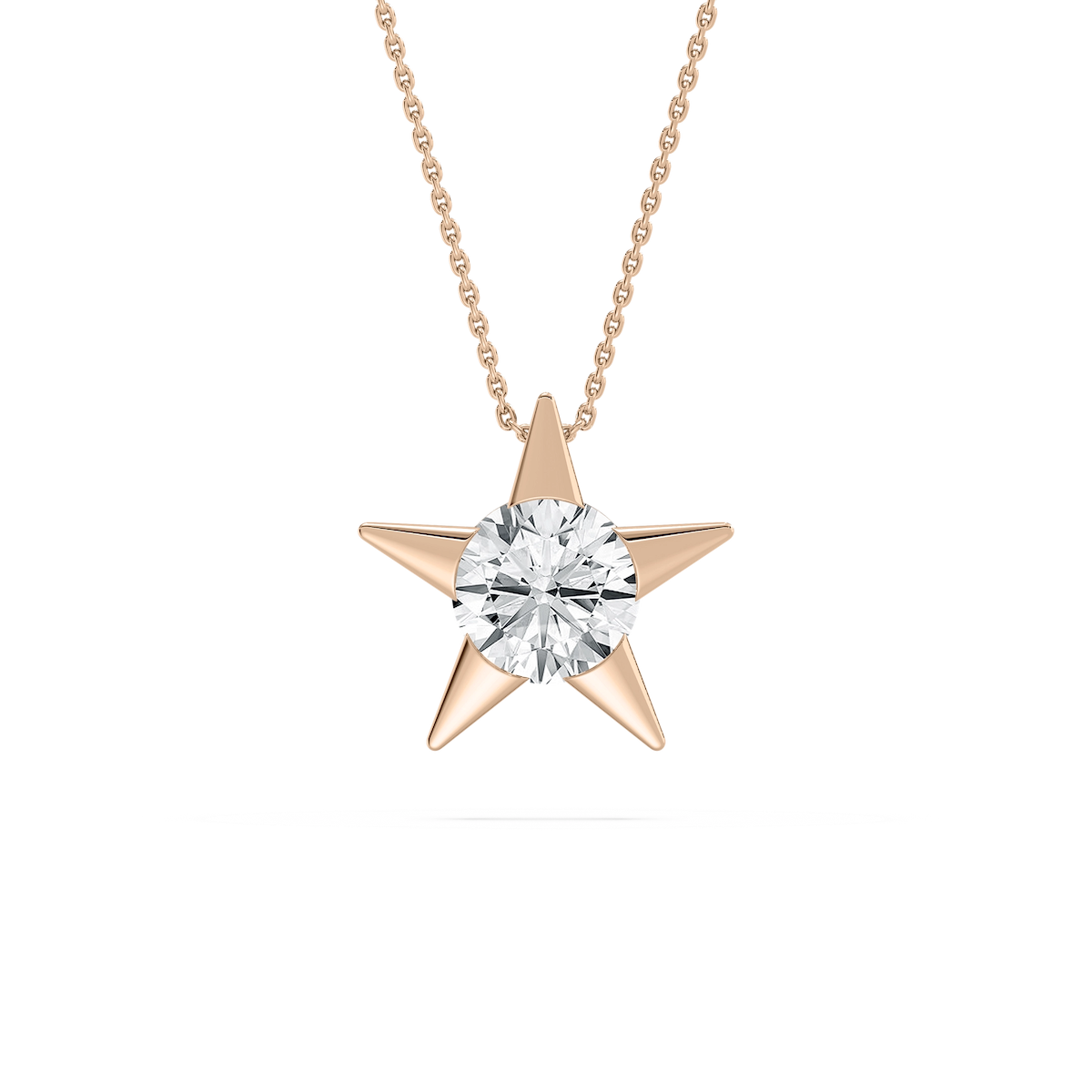 2 ctw Round Lab Grown Diamond Star Solitaire Pendant - 18 Inches