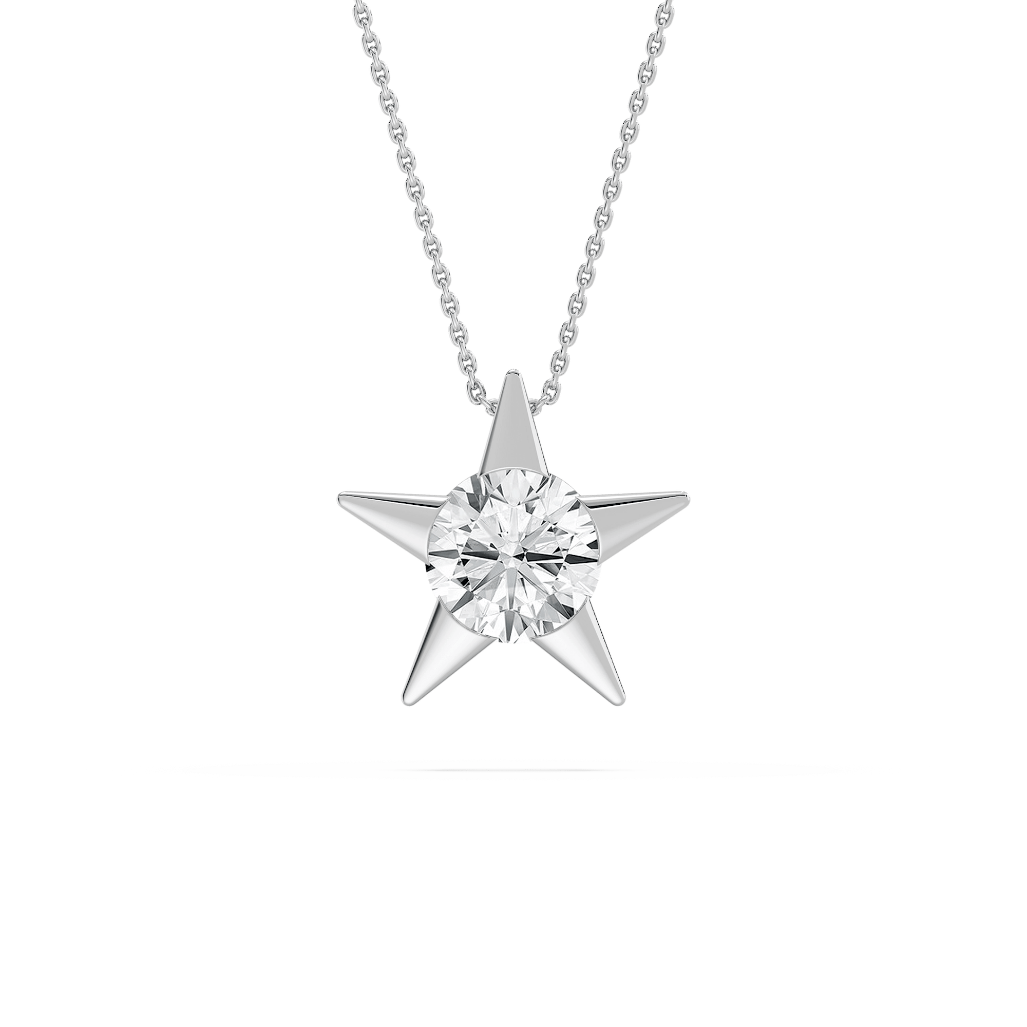 2 ctw Round Lab Grown Diamond Star Solitaire Pendant - 18 Inches