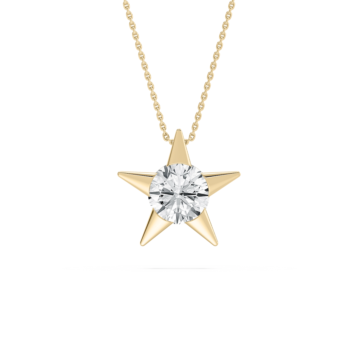 2 ctw Round Lab Grown Diamond Star Solitaire Pendant - 18 Inches