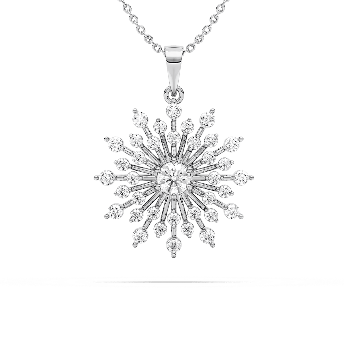 1 ²⁄₃ ctw Round Lab Grown Diamond Vintage Snowflake Pendant  - 18 Inches