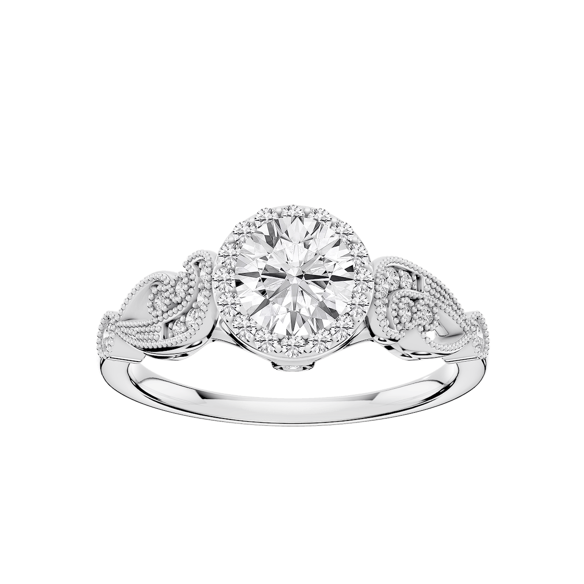 Freya Lab Grown Diamond Halo Vintage Filigree Wedding Set