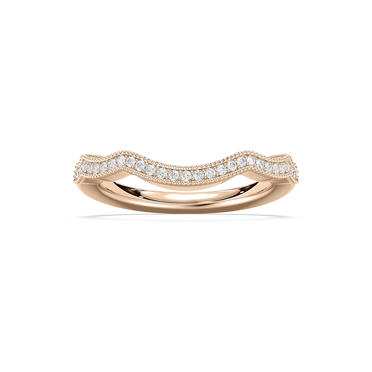 Addilyn 1/8 ctw Round Lab Grown Diamond Milgrain Channel Curved Band