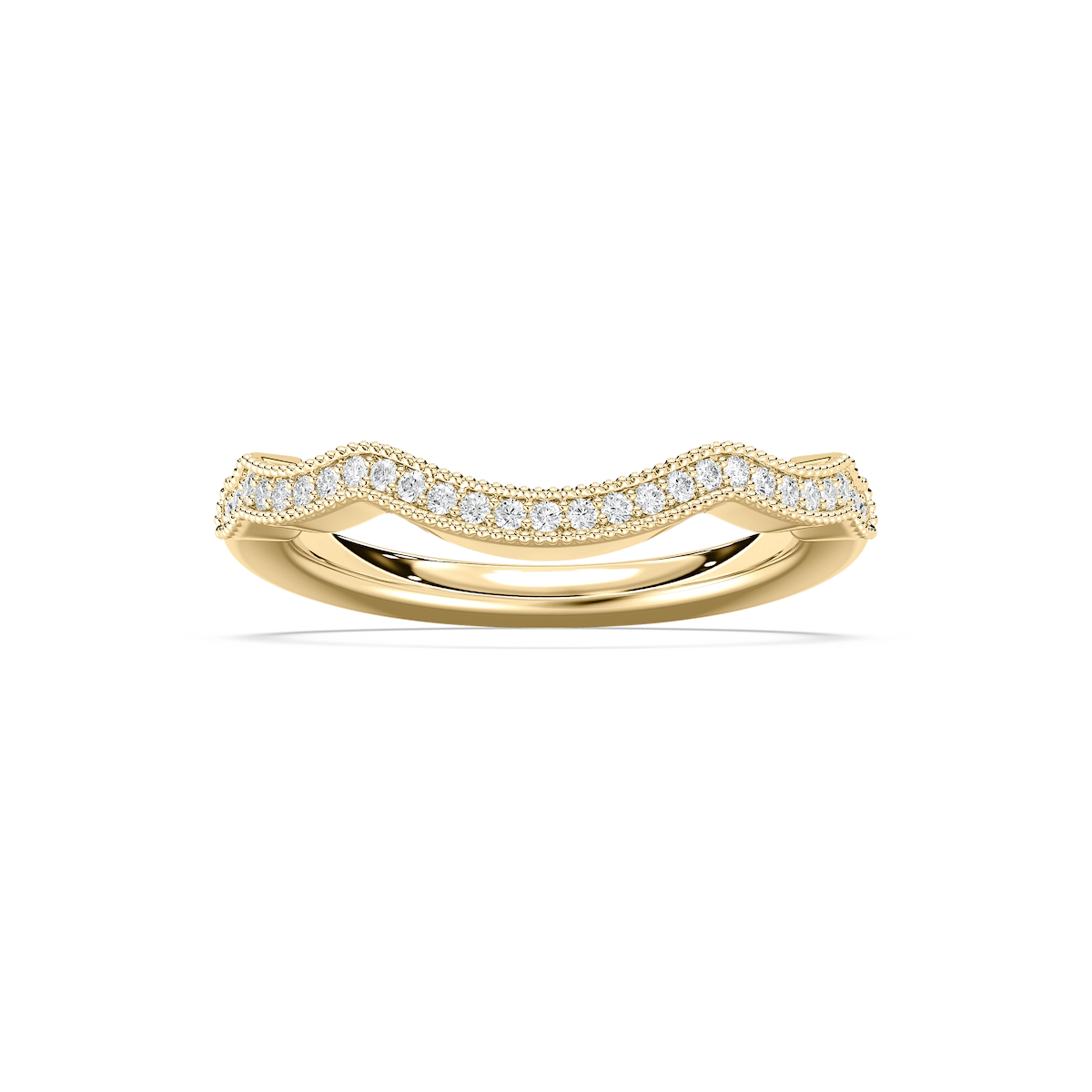 Addilyn 1/8 ctw Round Lab Grown Diamond Milgrain Channel Curved Band