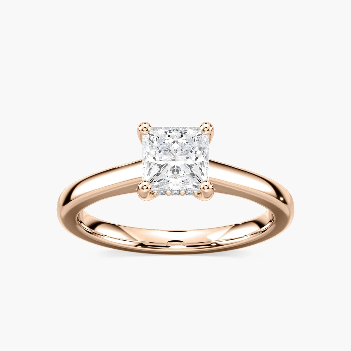 Stefania Princess Lab Grown Diamond Cathedral Hidden Halo Engagement Ring