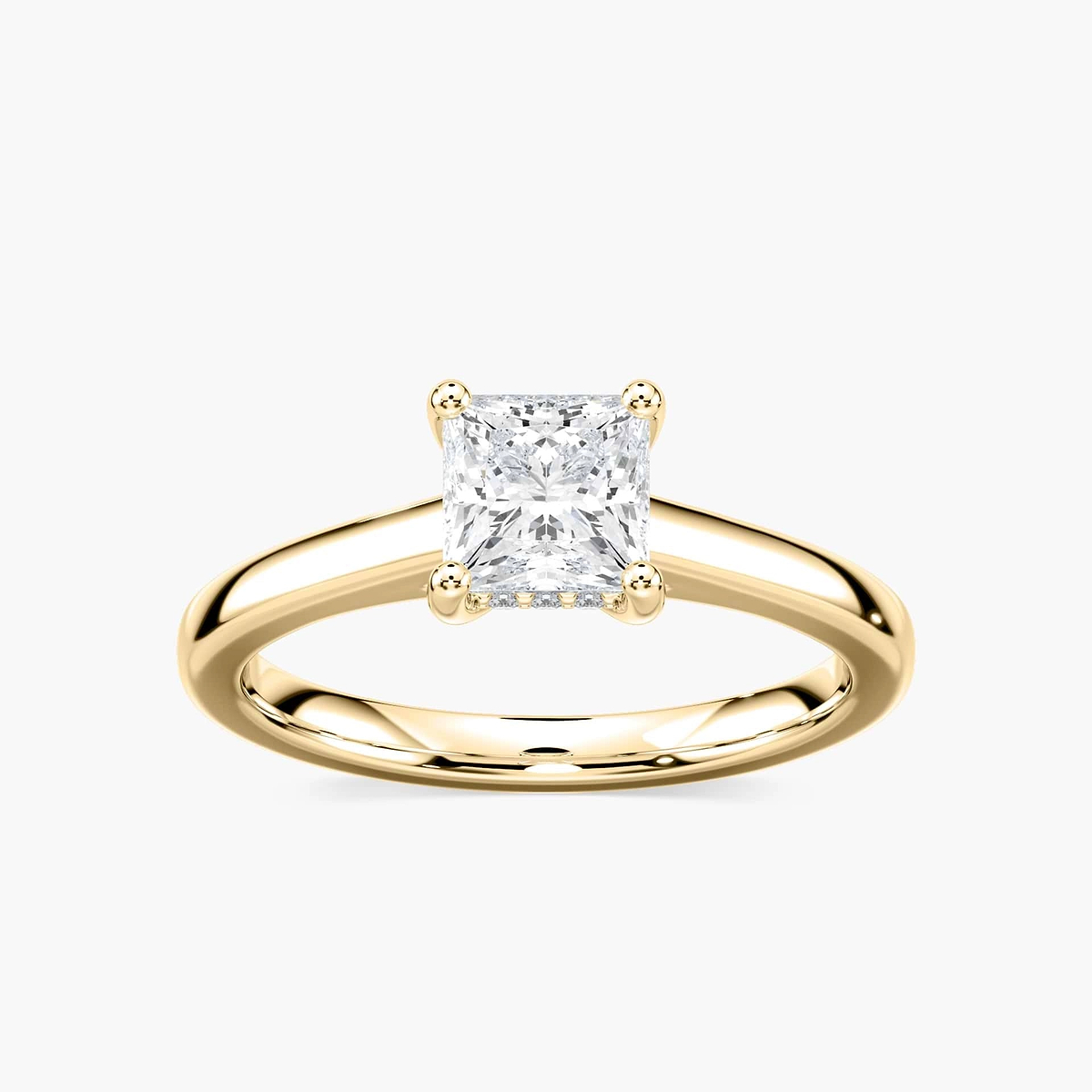 Stefania Princess Lab Grown Diamond Cathedral Hidden Halo Engagement Ring