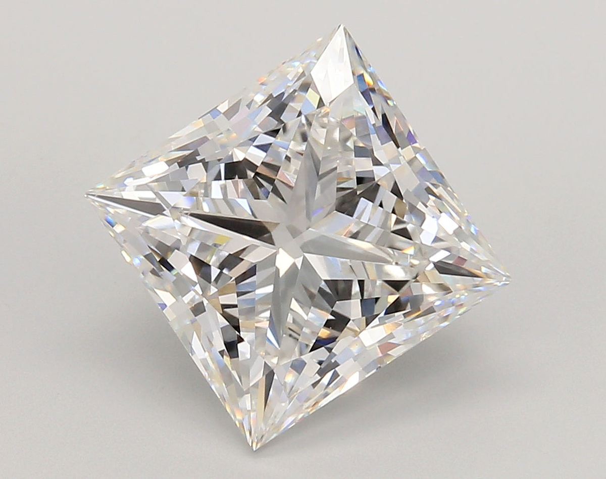 5.53 Carat Princess Shaped, Ideal Cut, E Color, VVS2 Clarity, IGI Certified Lab Grown Diamond