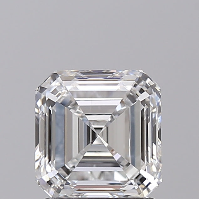 1.50 Carat Asscher Shaped, Excellent Cut, D Color, VS2 Clarity, IGI Certified Lab Grown Diamond
