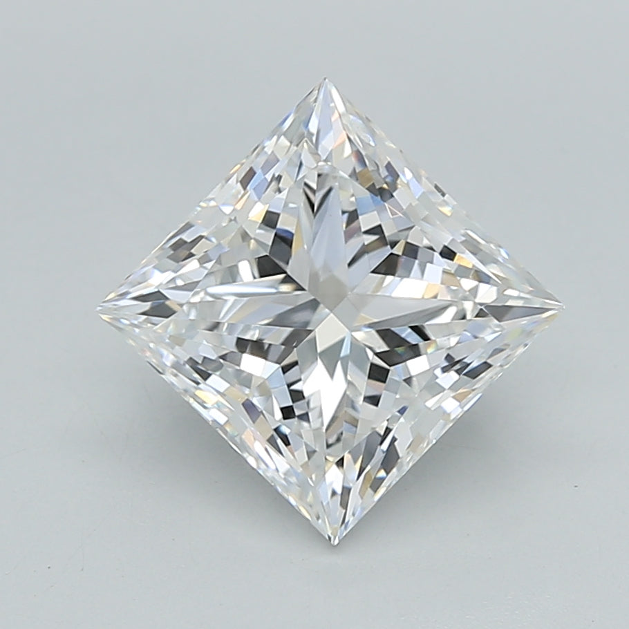 2.50 Carat Princess Shaped, Ideal Cut, D Color, VVS2 Clarity, IGI Certified Lab Grown Diamond