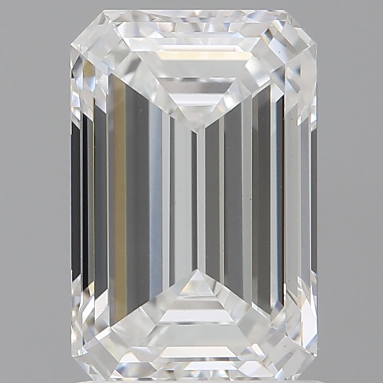 1.56 Carat Emerald Shaped, Ideal Cut, D Color, VVS2 Clarity, IGI Certified Lab Grown Diamond