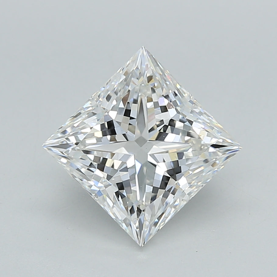 2.25 Carat Princess Shaped, Ideal Cut, E Color, VVS2 Clarity, IGI Certified Lab Grown Diamond