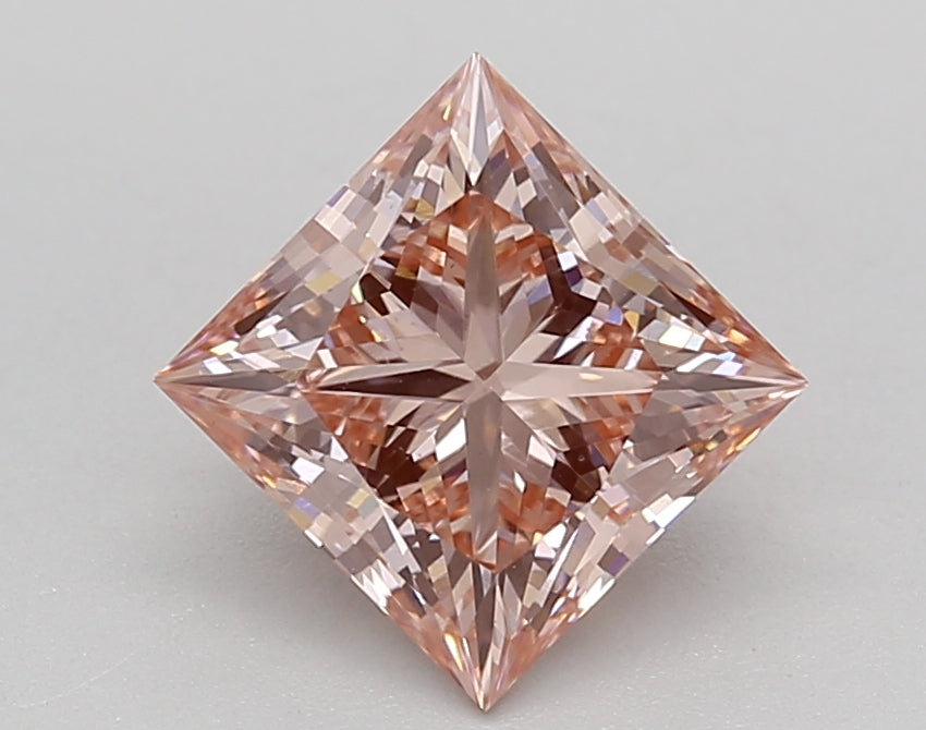 1.71 Carat Princess Shaped, Ideal Cut, FANCY INTENSE PINK Color, VS1 Clarity, IGI Certified Lab Grown Diamond