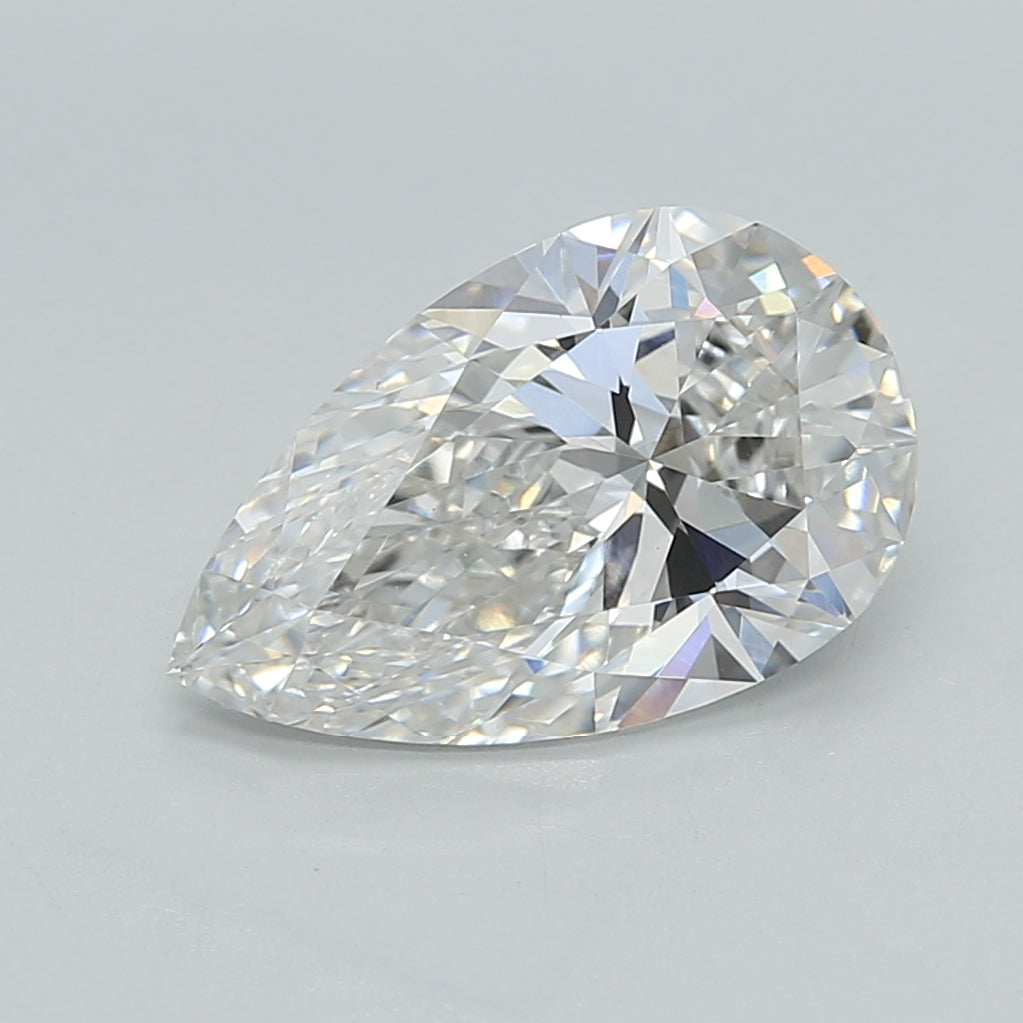 2.54 Carat Pear Shaped, Ideal Cut, F Color, VVS2 Clarity, IGI Certified Lab Grown Diamond