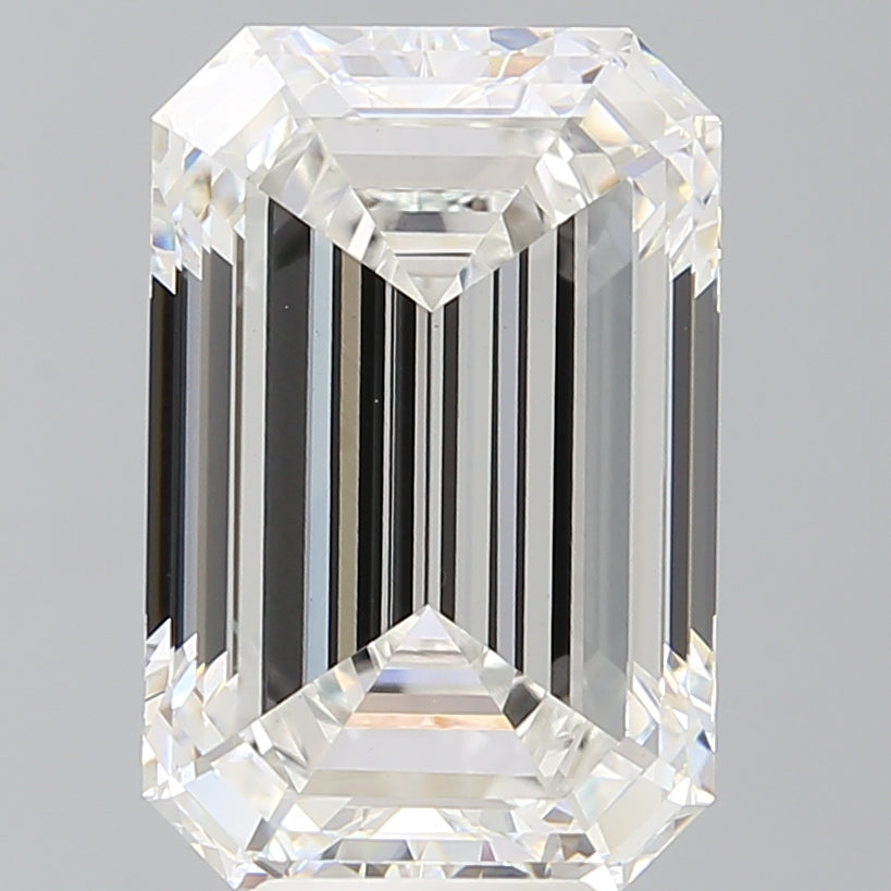 7.60 Carat Emerald Shaped, Ideal Cut, F Color, VVS2 Clarity, IGI Certified Lab Grown Diamond