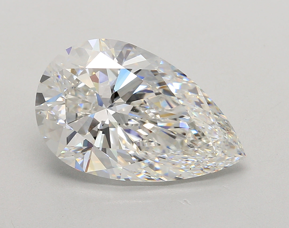 5.54 Carat Pear Shaped, Ideal Cut, E Color, VVS2 Clarity, IGI Certified Lab Grown Diamond