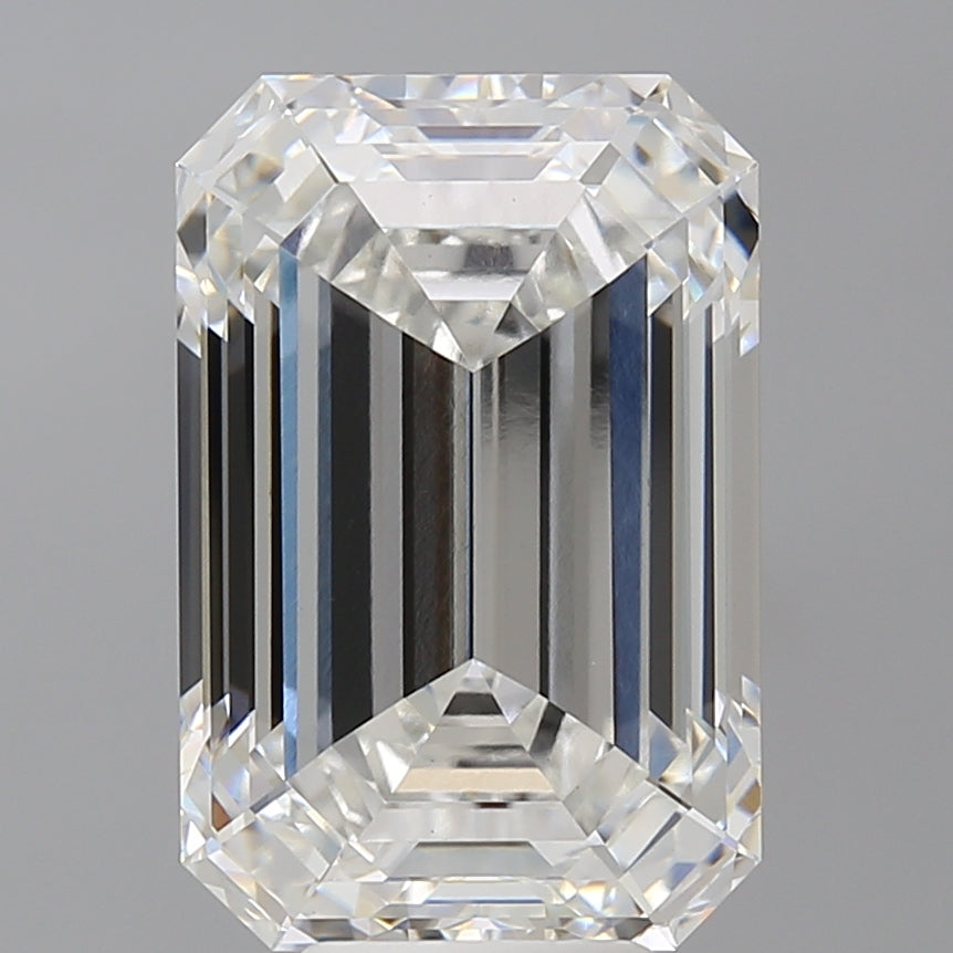 8.09 Carat Emerald Shaped, Ideal Cut, F Color, VVS2 Clarity, IGI Certified Lab Grown Diamond