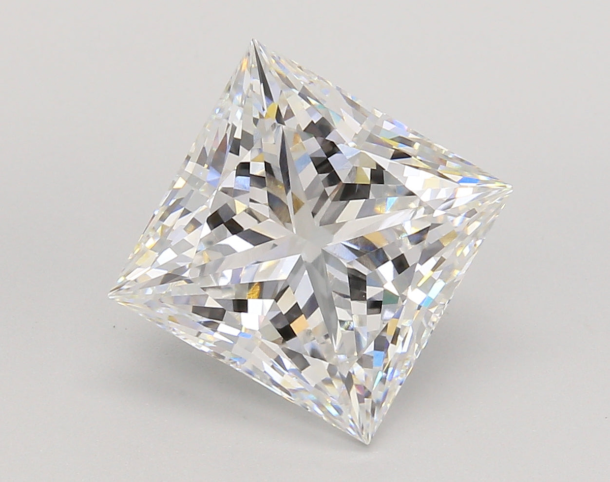 5.09 Carat Princess Shaped, Ideal Cut, E Color, VS1 Clarity, IGI Certified Lab Grown Diamond