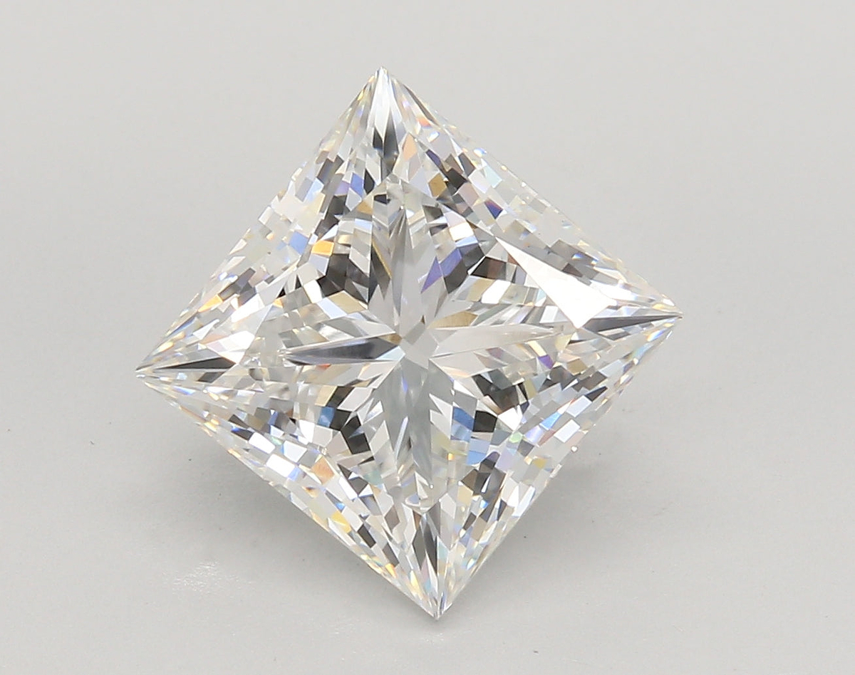 5.09 Carat Princess Shaped, Ideal Cut, E Color, VS1 Clarity, IGI Certified Lab Grown Diamond