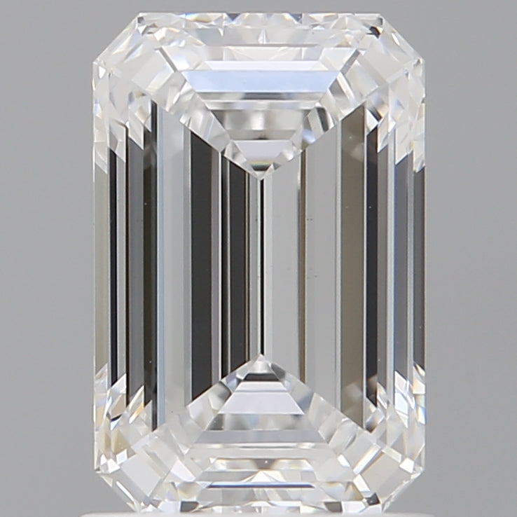 1.55 Carat Emerald Shaped, Ideal Cut, D Color, VVS2 Clarity, IGI Certified Lab Grown Diamond