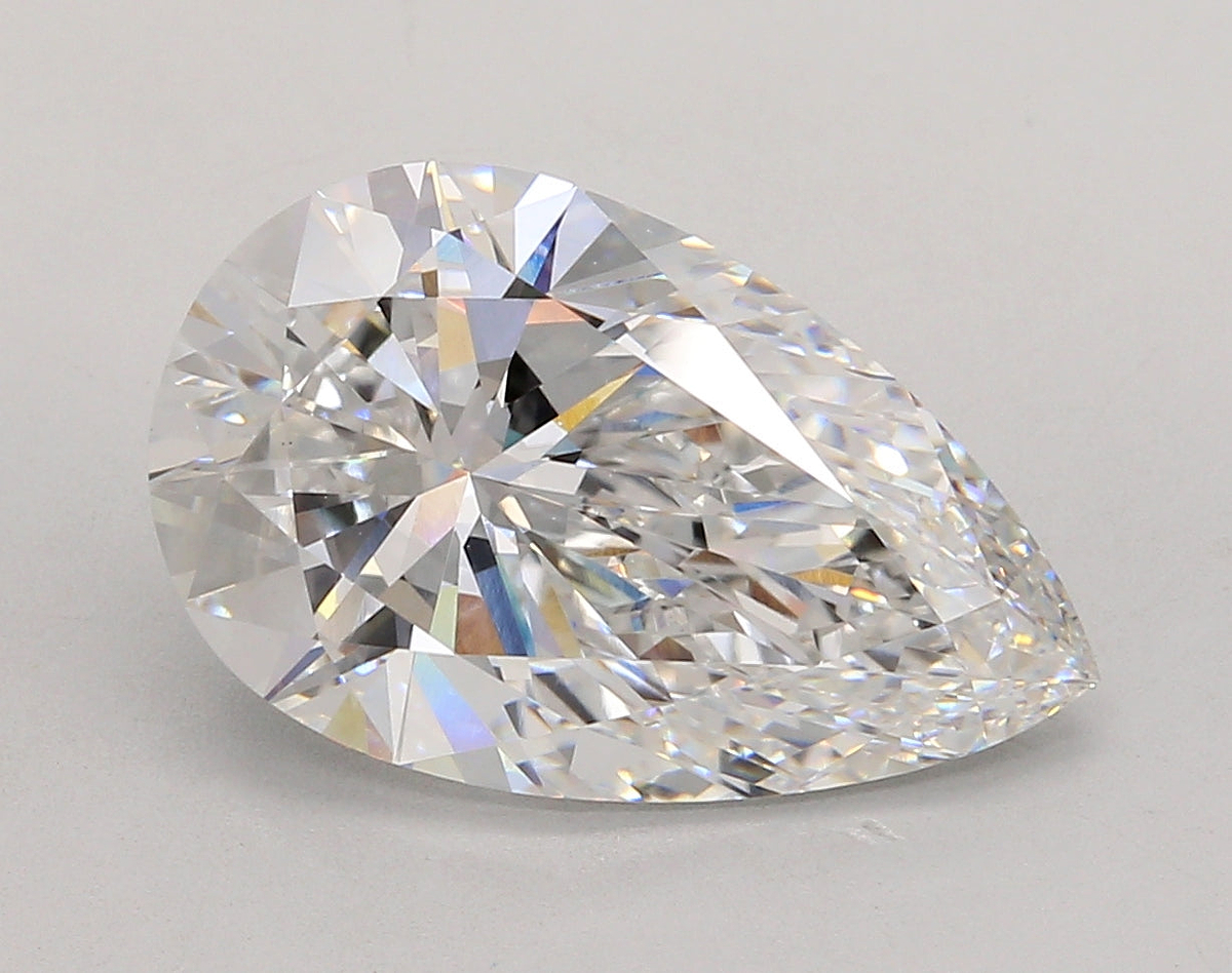6.08 Carat Pear Shaped, Ideal Cut, E Color, VVS2 Clarity, IGI Certified Lab Grown Diamond