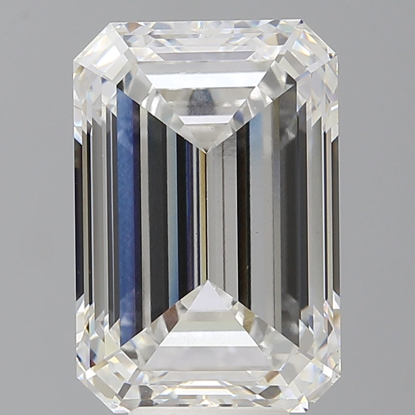 8.04 Carat Emerald Shaped, Ideal Cut, F Color, VVS2 Clarity, IGI Certified Lab Grown Diamond