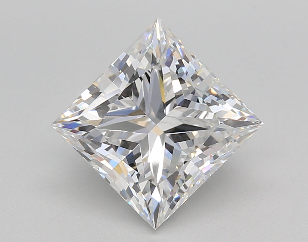 3.00 Carat Princess Shaped, Excellent Cut, D Color, VVS2 Clarity, IGI Certified Lab Grown Diamond