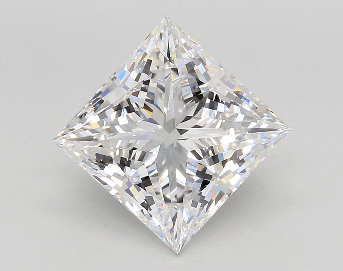 5.06 Carat Princess Shaped, Ideal Cut, E Color, VVS2 Clarity, IGI Certified Lab Grown Diamond