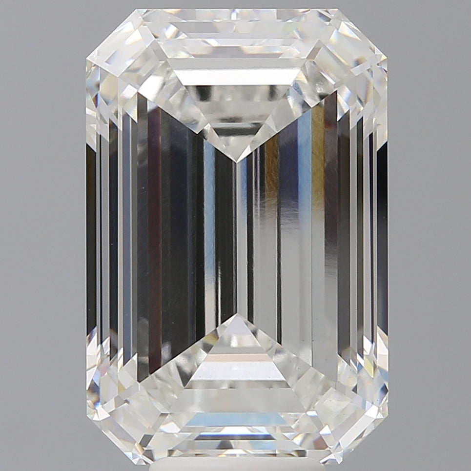10.09 Carat Emerald Shaped, Ideal Cut, F Color, VVS2 Clarity, IGI Certified Lab Grown Diamond