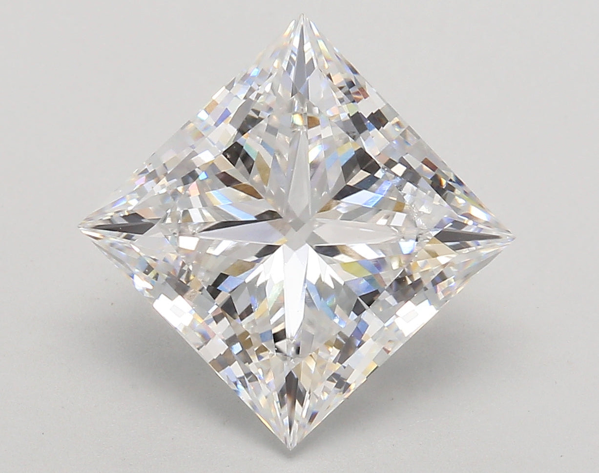5.86 Carat Princess Shaped, Ideal Cut, E Color, VVS2 Clarity, IGI Certified Lab Grown Diamond