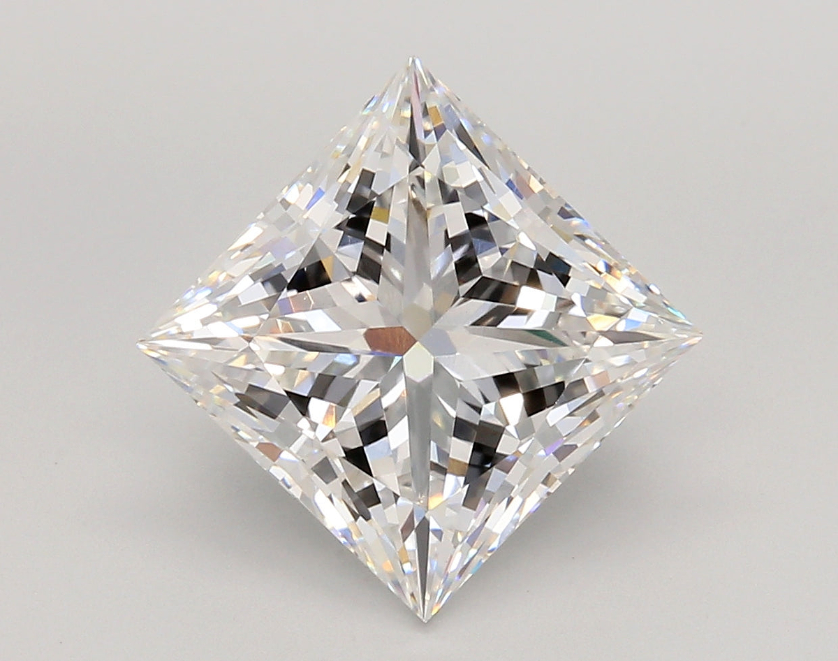 5.06 Carat Princess Shaped, Ideal Cut, E Color, VVS2 Clarity, IGI Certified Lab Grown Diamond