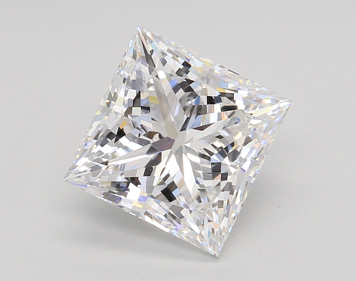 5.09 Carat Princess Shaped, Ideal Cut, D Color, VS1 Clarity, IGI Certified Lab Grown Diamond