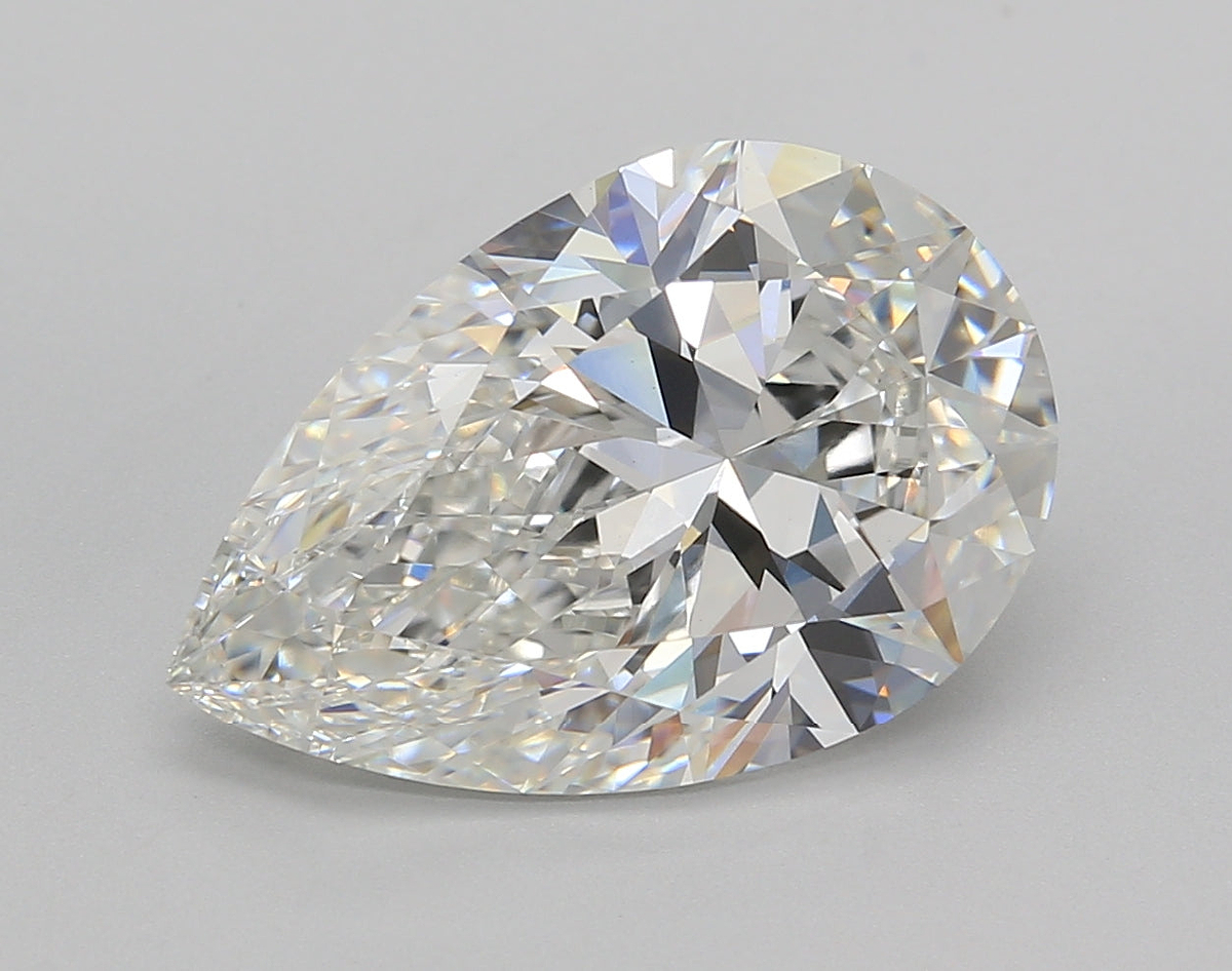 5.02 Carat Pear Shaped, Excellent Cut, F Color, VVS2 Clarity, IGI Certified Lab Grown Diamond
