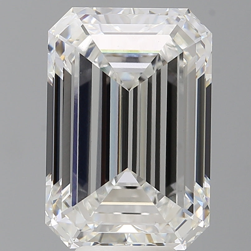 7.57 Carat Emerald Shaped, Ideal Cut, F Color, VVS2 Clarity, IGI Certified Lab Grown Diamond