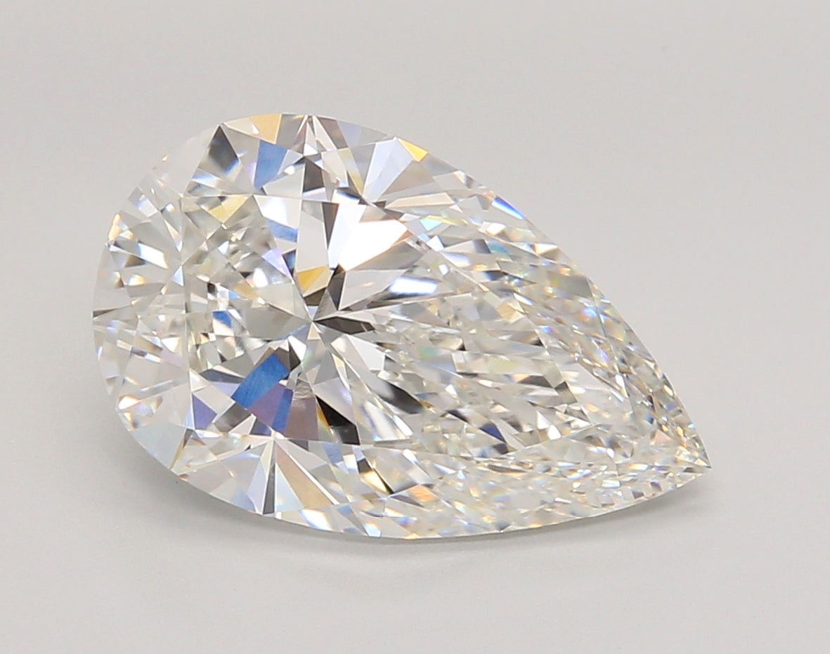 5.02 Carat Pear Shaped, Ideal Cut, F Color, VVS2 Clarity, IGI Certified Lab Grown Diamond