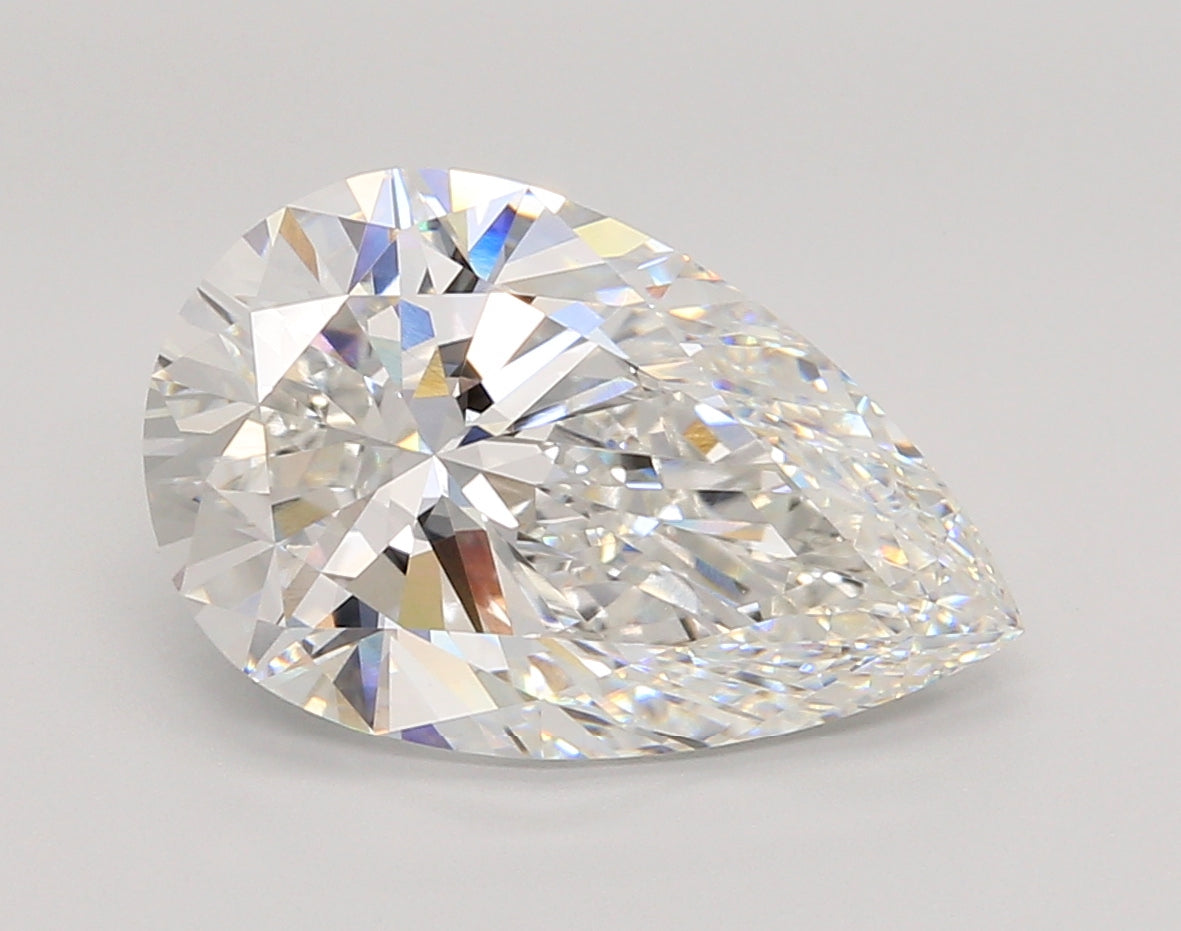 5.02 Carat Pear Shaped, Ideal Cut, E Color, VVS2 Clarity, IGI Certified Lab Grown Diamond