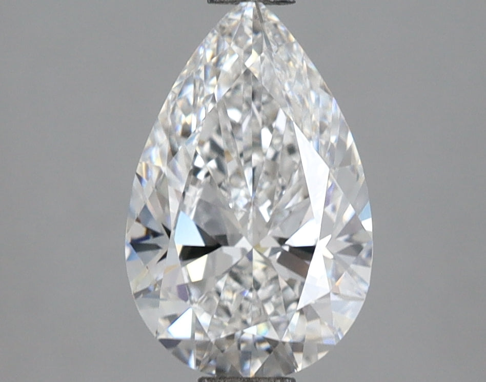 1.58 Carat Pear Shaped, Ideal Cut, D Color, VVS1 Clarity, IGI Certified Lab Grown Diamond
