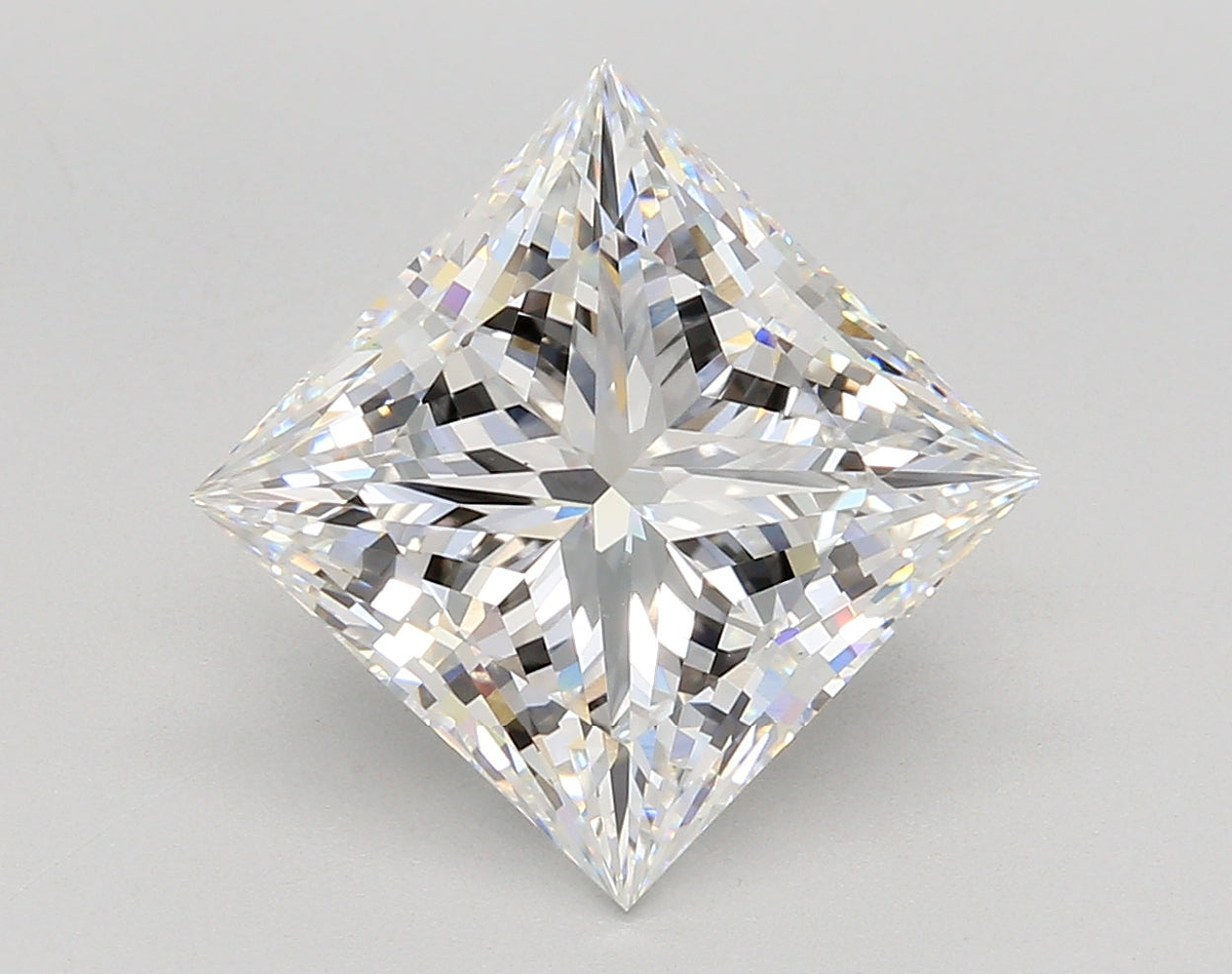 5.57 Carat Princess Shaped, Ideal Cut, F Color, VS1 Clarity, IGI Certified Lab Grown Diamond
