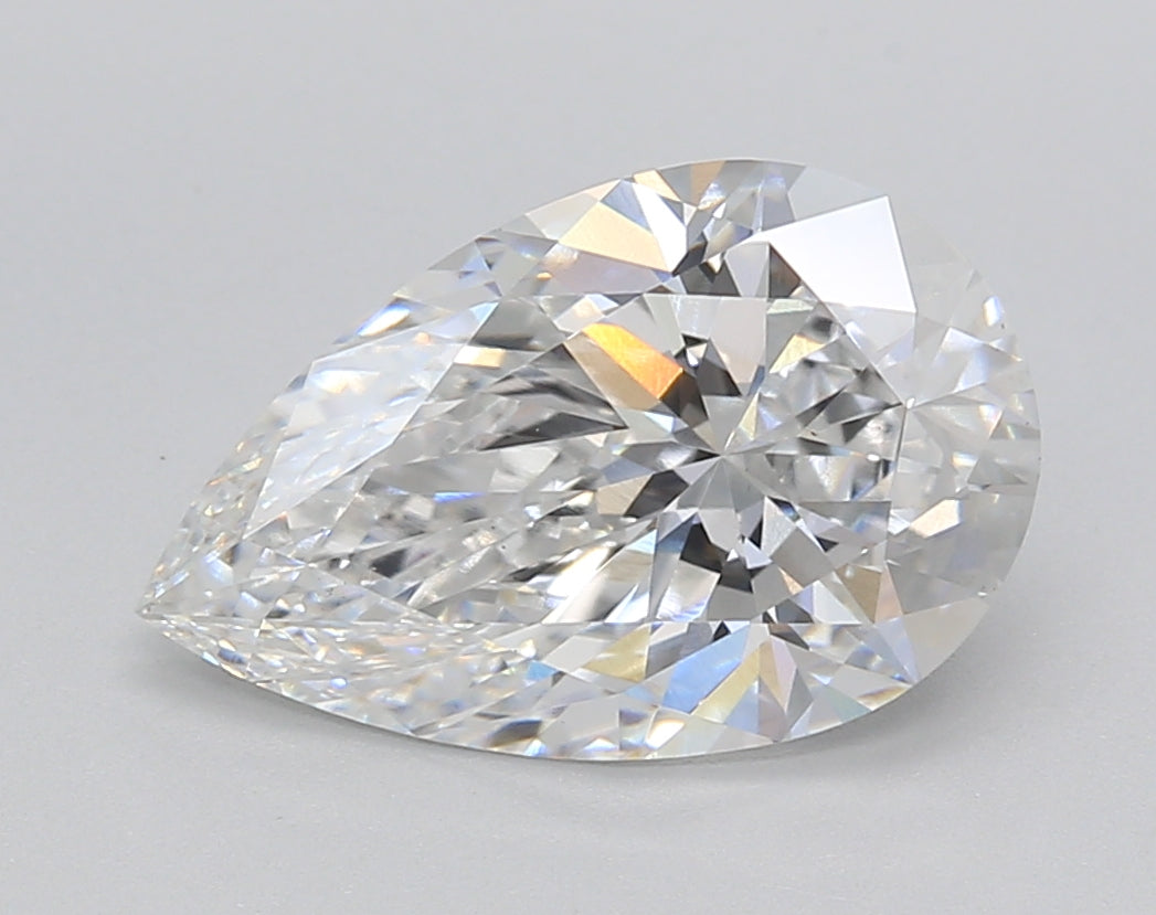 3.02 Carat Pear Shaped, Excellent Cut, D Color, VS1 Clarity, IGI Certified Lab Grown Diamond