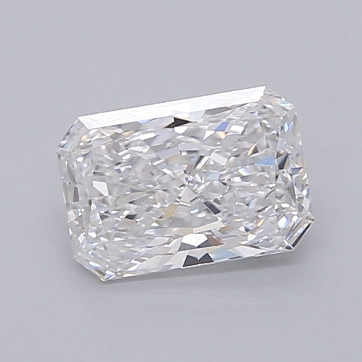 1.55 Carat Radiant Shaped, Excellent Cut, D Color, VVS2 Clarity, IGI Certified Lab Grown Diamond