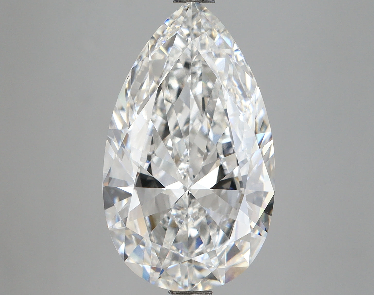 5.51 Carat Pear Shaped, Excellent Cut, E Color, VVS2 Clarity, IGI Certified Lab Grown Diamond