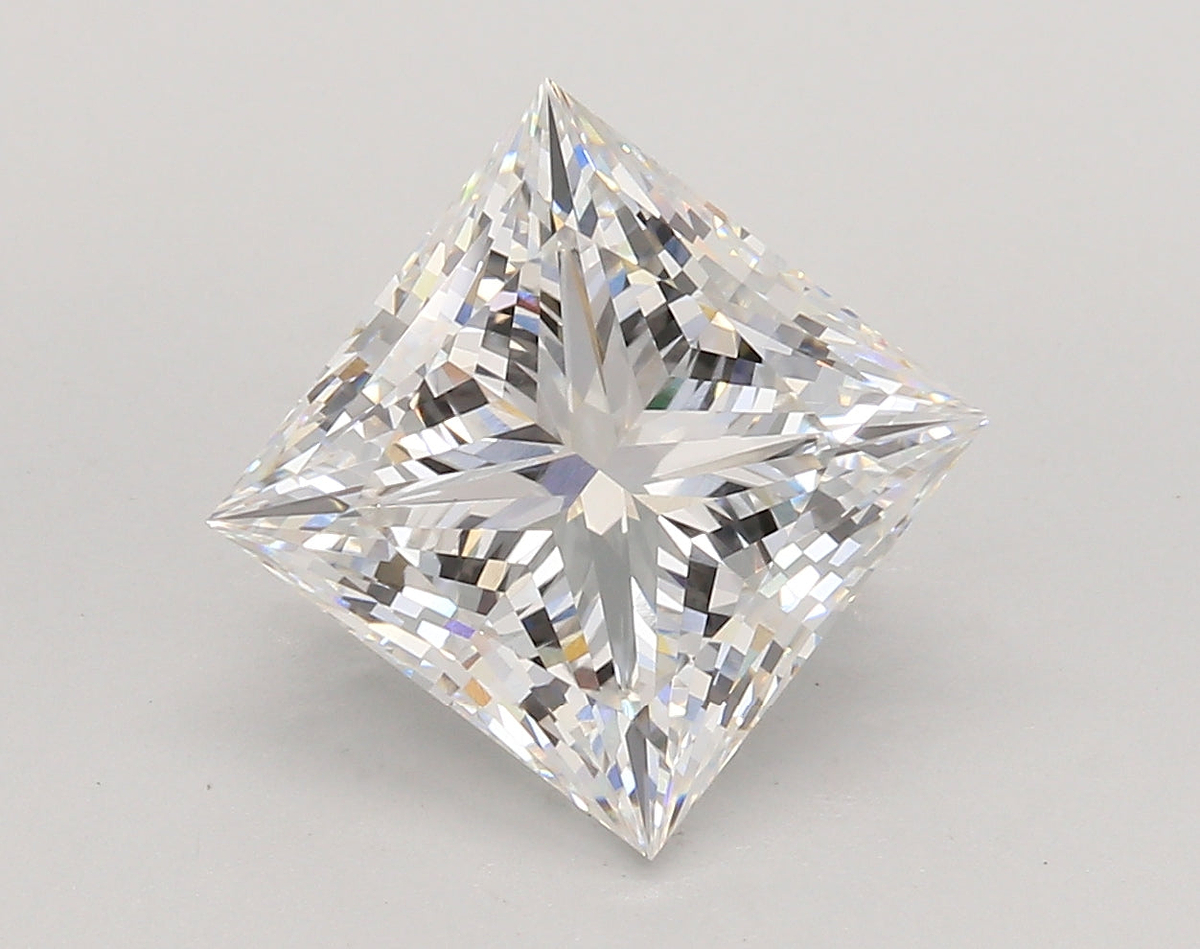 4.54 Carat Princess Shaped, Ideal Cut, E Color, VVS2 Clarity, IGI Certified Lab Grown Diamond