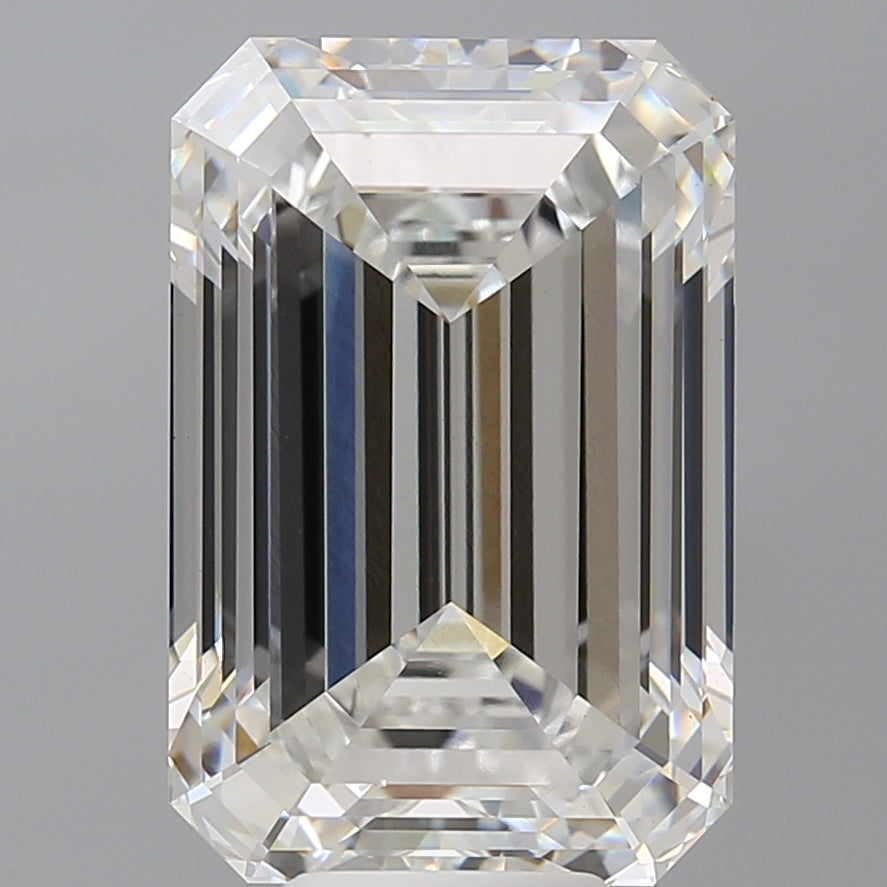 9.56 Carat Emerald Shaped, Ideal Cut, F Color, VVS2 Clarity, IGI Certified Lab Grown Diamond